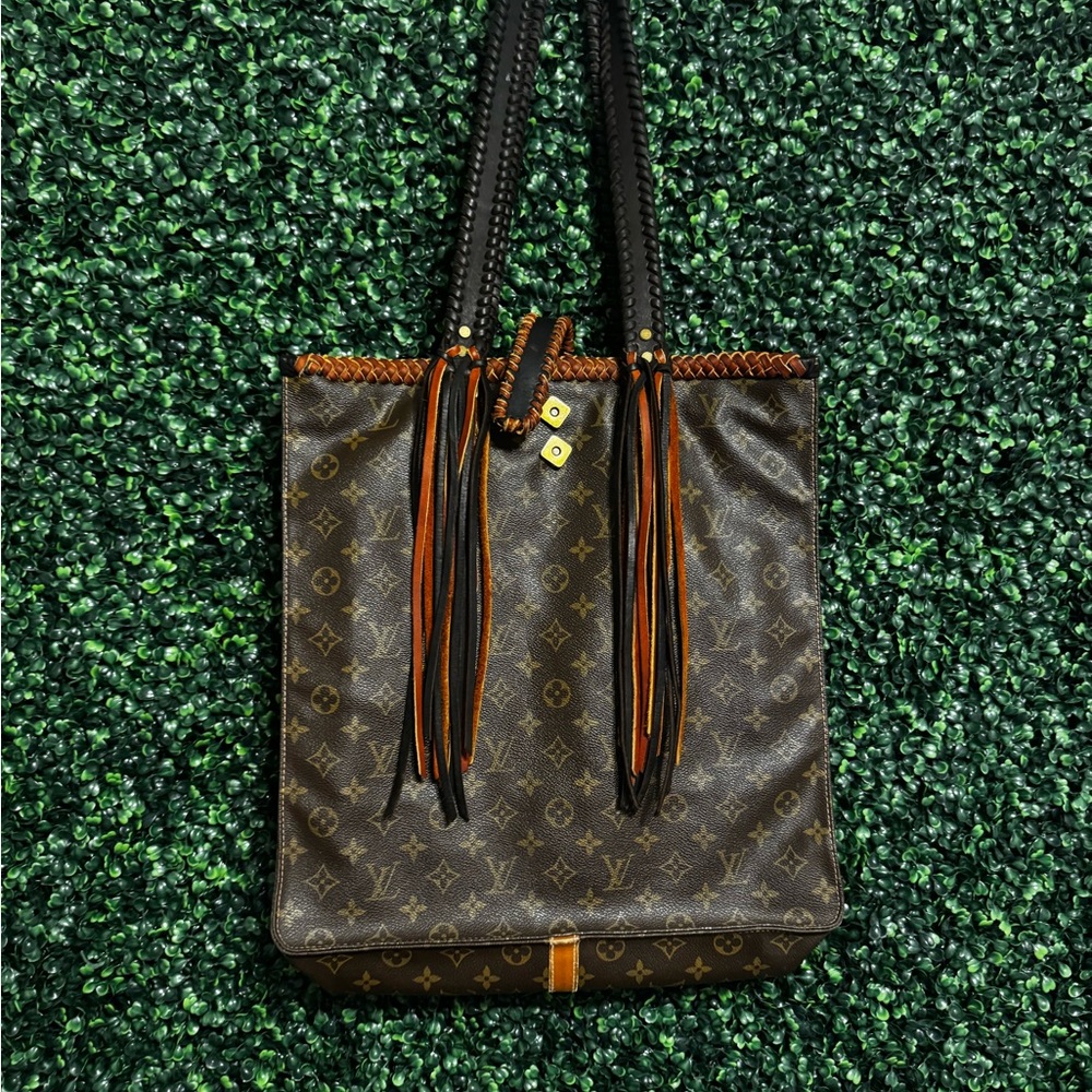 Louis Vuitton Brown Monogram Canvas Tassel Tote with Black & Tan Accents